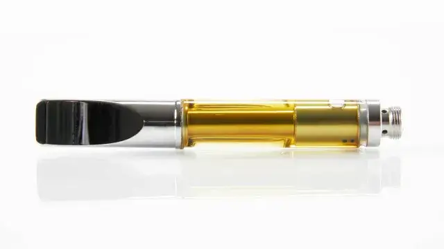 Cannabis 510-thread cartridge representing the Classic tier Rove ships at 70 to 80 percent THC with stainless steel and Pyrex glass construction
