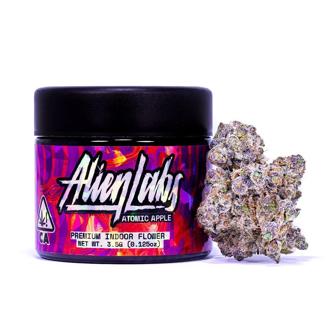 Alien Labs Atomic Apple 3.5g premium indoor flower jar with California license stamp