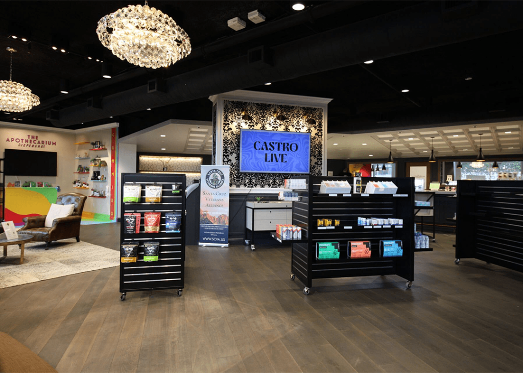 Interior of The Apothecarium Castro flagship at 2029 Market Street, San Francisco, after the Castro Live redesign
