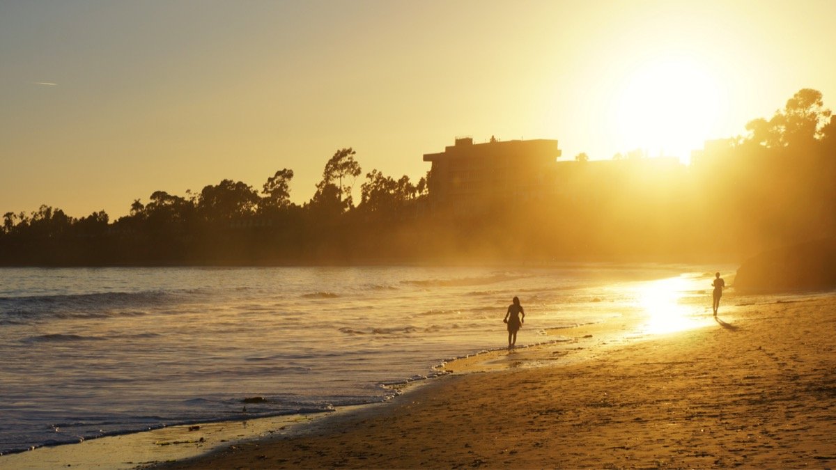 Goleta Beach with Pacific Ocean coastline in Santa Barbara County, California