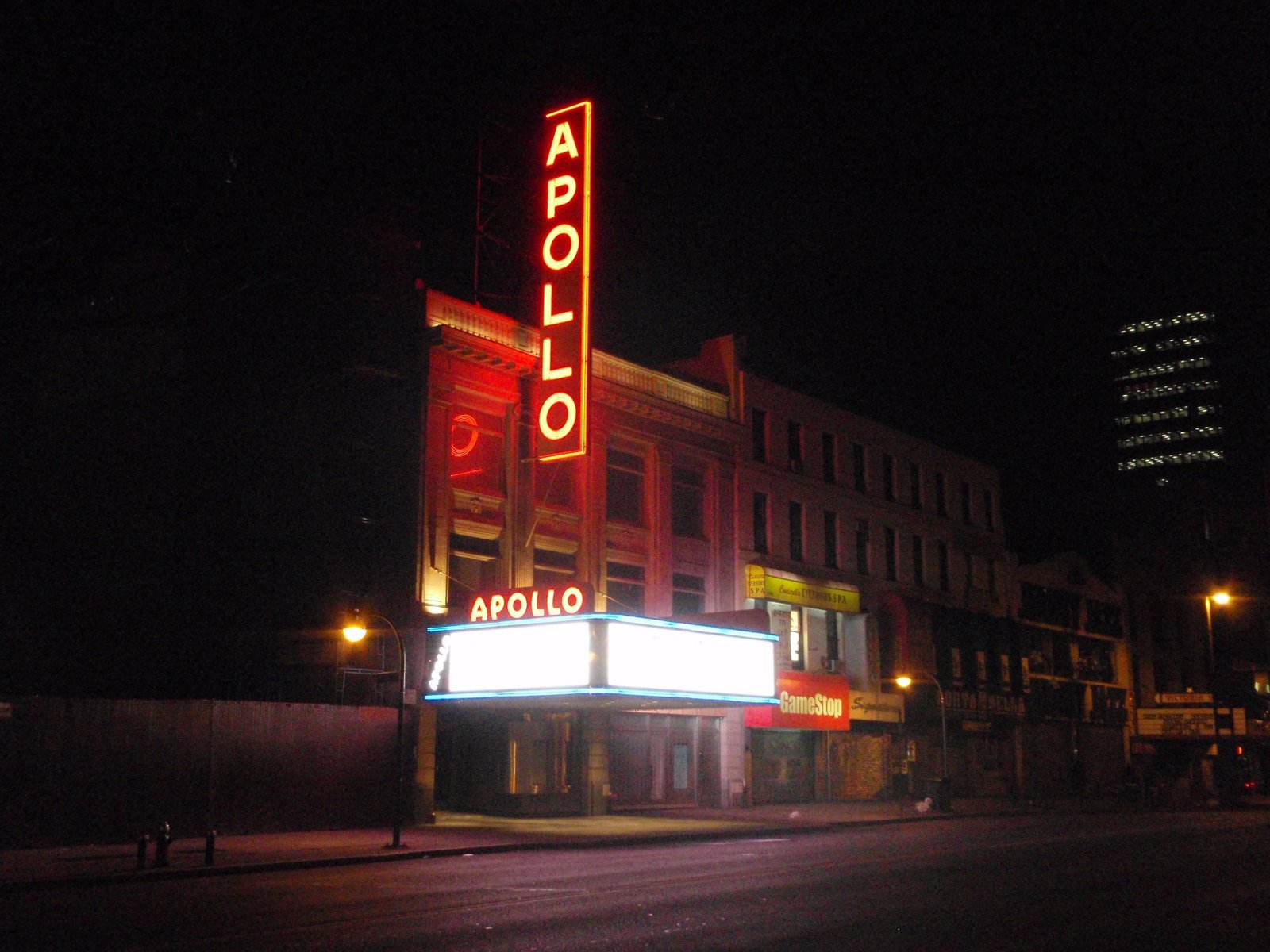 Apollo Theater neon marquee on 125th Street in Harlem, New York City