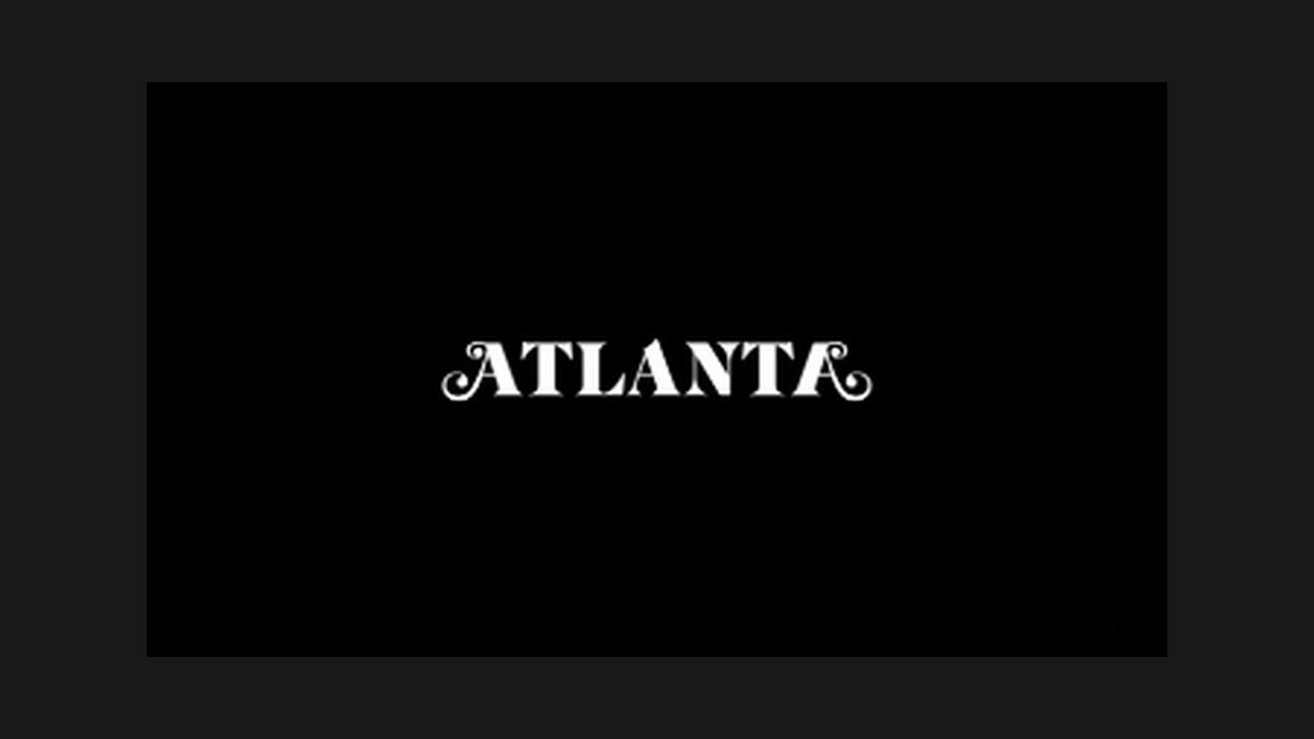 Atlanta FX title card in serif white capitals on a black backdrop