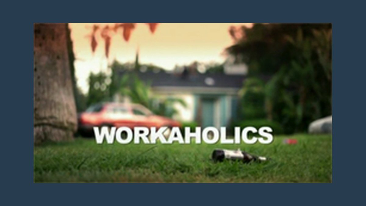 Workaholics Comedy Central title card showing the suburban tract house