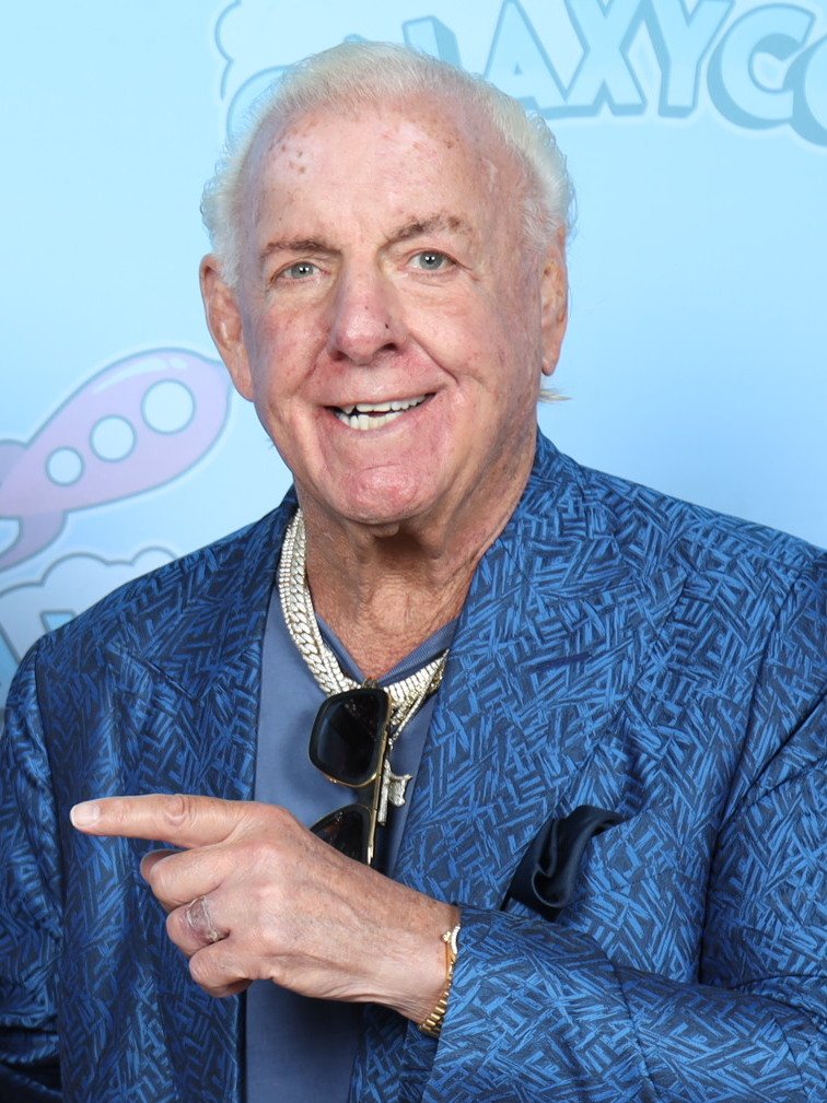 Ric Flair at GalaxyCon Austin 2023, the wrestling icon whose Ric Flair Drip cannabis brand launched through Carma HoldCo in 2022 as the second signing after Tyson 2.0