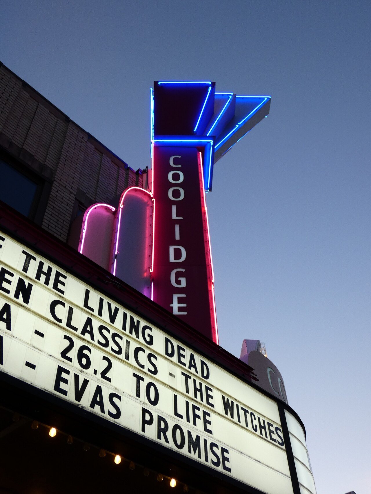 Coolidge Corner Theater marquee in Brookline Massachusetts, the Boston-adjacent dispensary corridor