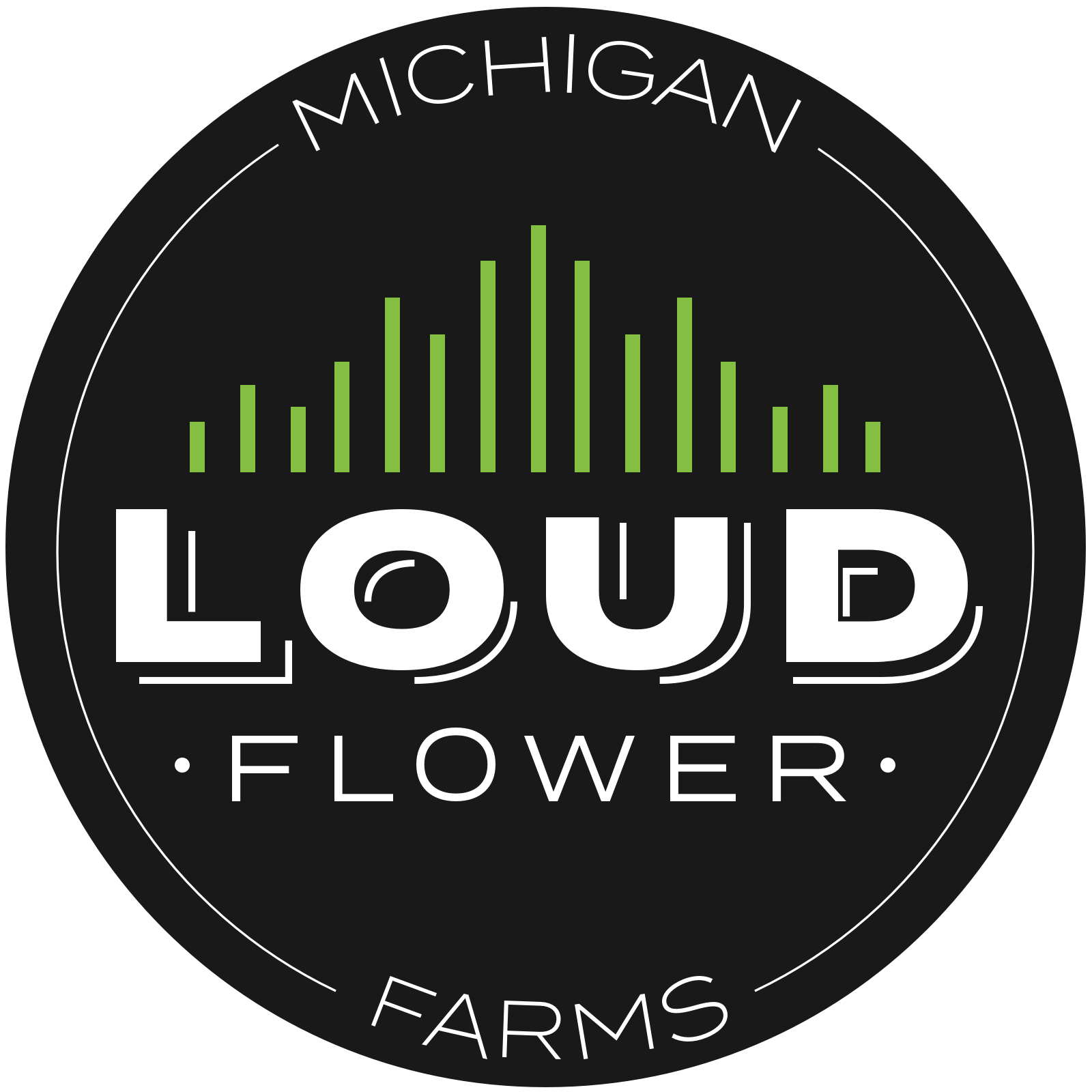 MI Loud Flower Farms circle logo, the Jackson Michigan craft cultivator