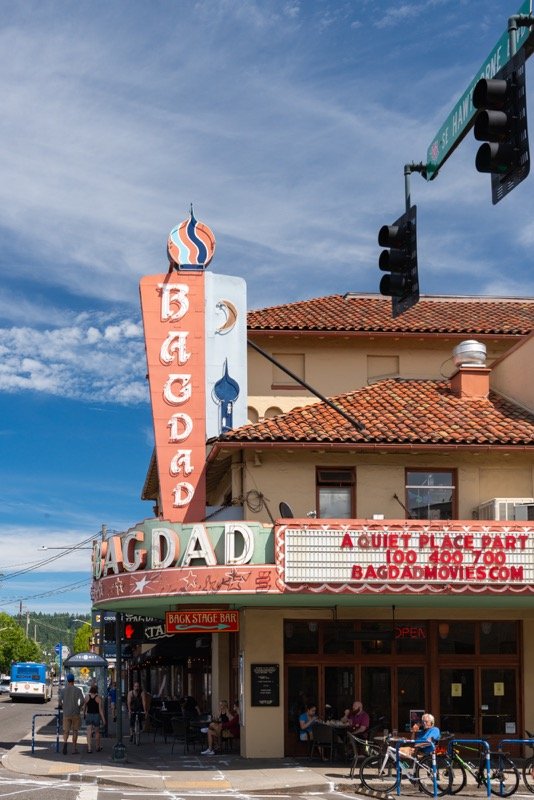 Bagdad Theater marquee on SE Hawthorne Boulevard in Portland Oregon