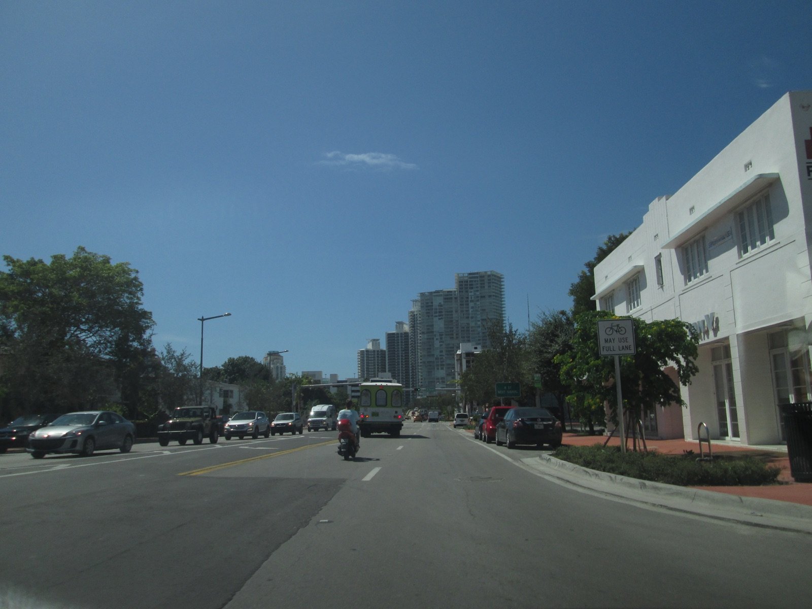 Alton Road in South Beach Miami Florida looking south near the Sunburn Cannabis flagship dispensary