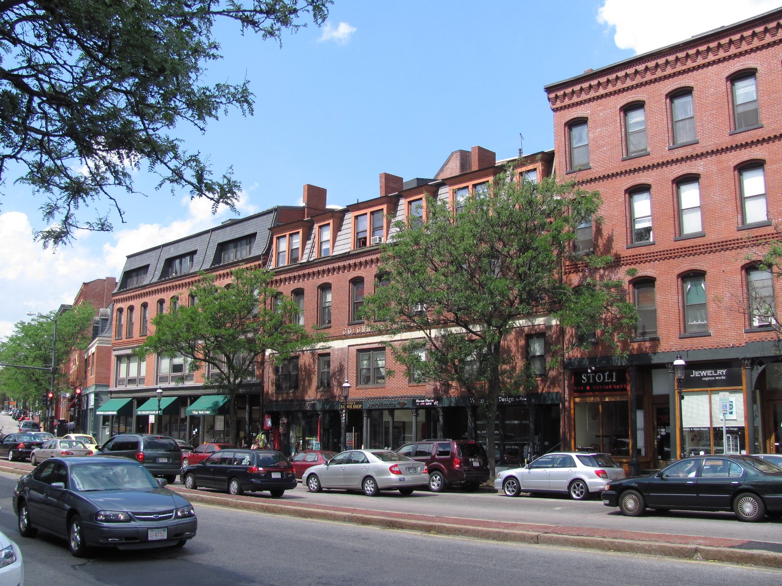 Washington Street through Brookline Village where NETA Brookline anchors the south side of the corridor