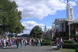 The Avenue of States at the Big E fairgrounds in West Springfield, Massachusetts, the annual Eastern States Exposition that defines the town Affinity dispensary calls home