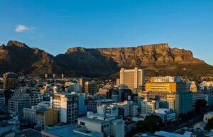 Cape Town City Bowl below Table Mountain at dawn, South Africa
